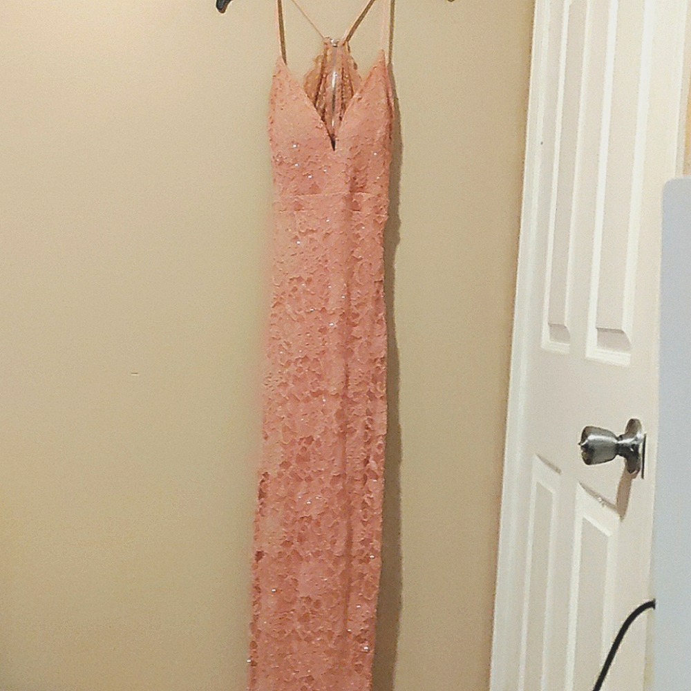 Macy's Pink Open Back Prom Dress